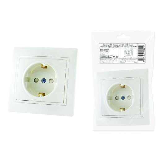 Розетка 2П+З с защ. шт. 16А 250В белая 