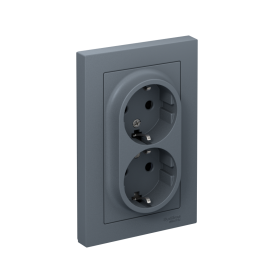 Systeme Electric AtlasDesign Грифель Розетка с/з двойная, со шторками, 16А, в сборе