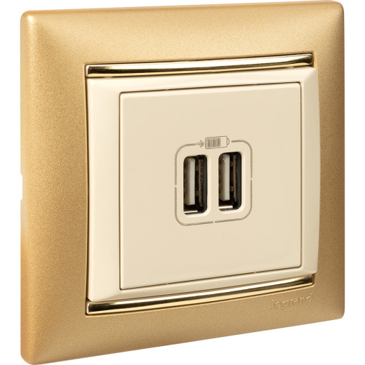 Зарядное устройство USB тип А / тип А - Legrand Valena - 3000мА 15Вт - слоновая кость