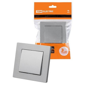 TDM Выключатель 1 кл. 10А серебр. металлик 