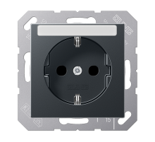 JUNG Розетка SCHUKO® 16A 250V с защитой от детей с полем для надписи термопласт матовый антрацит