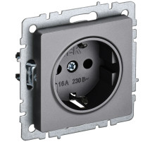 IEK BRITE BASE Сталь Розетка 1-м с/з с защ штор 16А РС14-1-0-БрС