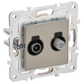 IEK SKANDY Никель Розетка двойная TV+SAT SK-A13N