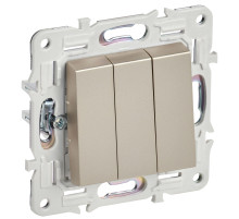 IEK SKANDY Шампань Выключатель 3-клавишный 10А SK-V11Sh