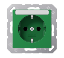 JUNG Штепсельная розетка SCHUKO 16A 250V~ с защитой от детей с полем для надписи термопласт зеленая