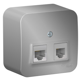 Systeme Electric Blanca наруж Алюминий Розетка 2-ая ТЛФ/комп, RJ45+RJ11, кат.5E, изолир. пластина