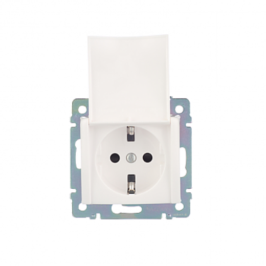 Розетка с заземлением - Legrand Valena - со шторками с защитной крышкой 16А 250В винтовые зажимы - белый
