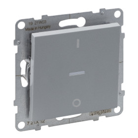 Legrand/Daccord SUNO Алюминий Выключатель двухполюсный 16АХ 250В с индикацией. Винтовые зажимы.