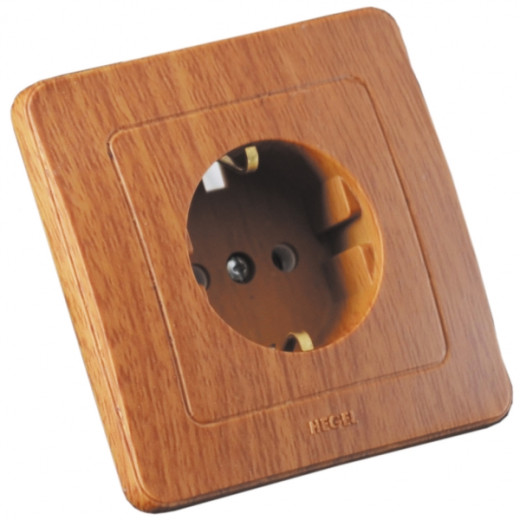 РС16-311-05 Розетка скрытой установки, одноместная, с заземляющим контактом, цвет дуб