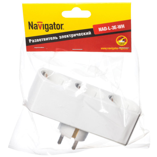 Разветвитель Navigator 94 672 NAD-L-3E-WH 3 гн. (в ряд) с/з