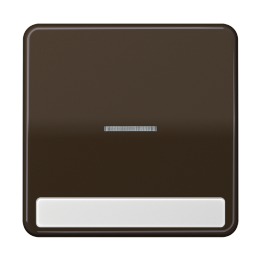 Клавиша с окошком для выключателя с подсветкой и полем для надписи, коричневая