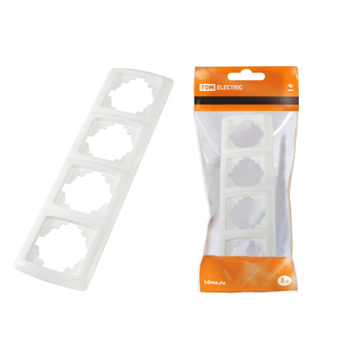 Рамка 4-х постовая вертикальная белая 