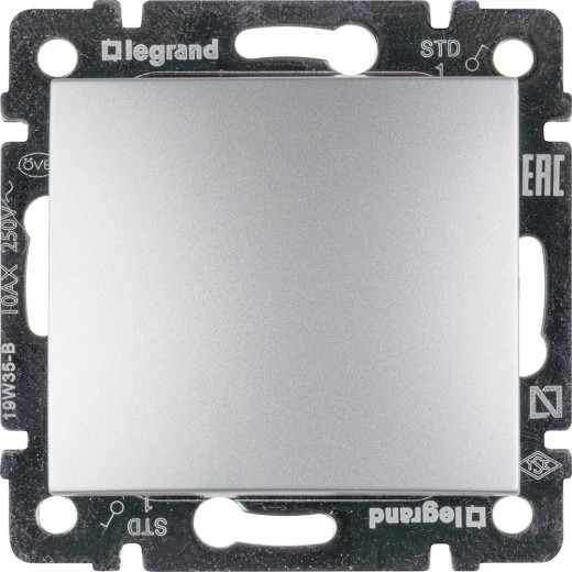 Выключатель одноклавишный - Legrand Valena - 10А 250В схема 1 безвинтовые зажимы - алюминий