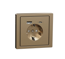 Schneider Electric MERTEN D-Life Шампань Розетка силовая 16 A с зарядкой USB A+C 3 A