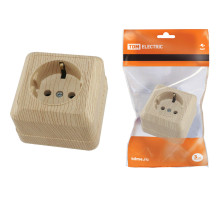TDM Розетка 2П+З открытой установки IP20 16А, сосна 