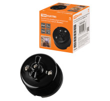 TDM Выключатель фарфоровый поворотный перекрёстный с ручкой (бантик) 10А черный «Болонь»