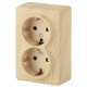 Розетка ЭРА Эксперт 11-2205-11 двойная с заземлением 2х2P+E Schuko 16A-250В IP20 ОУ сосна