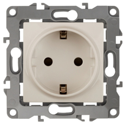 Розетка ЭРА Серия 12 12-2001-02 с заземлением 2P+E Schuko 16A-250В IP20 без м.лапок слоновая кость