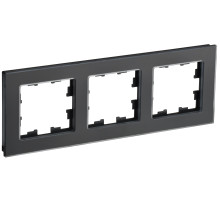 IEK BRITE DECOR Черный матовый стекло Рамка 3-м РУ-3-2-Бр