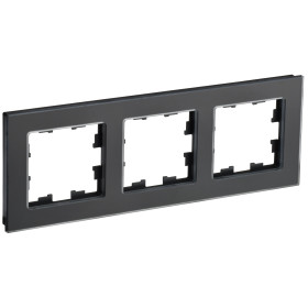 IEK BRITE DECOR Черный матовый стекло Рамка 3-м РУ-3-2-Бр