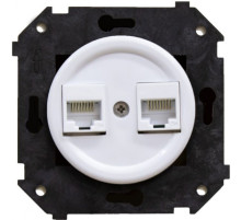 BIRONI Шедель Пластик Белый Розетка 2-ая RJ45 (скрытый монтаж)