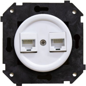 BIRONI Шедель Пластик Белый Розетка 2-ая RJ45 (скрытый монтаж)