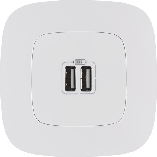 Valena ALLURE.Зарядное устройство с двумя USB-разьемами 240В/5В 1500мА.С лицевой панелью.Белое