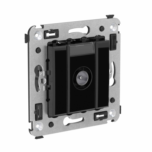 Розетка TV оконечная в стену, Avanti, черный квадрат