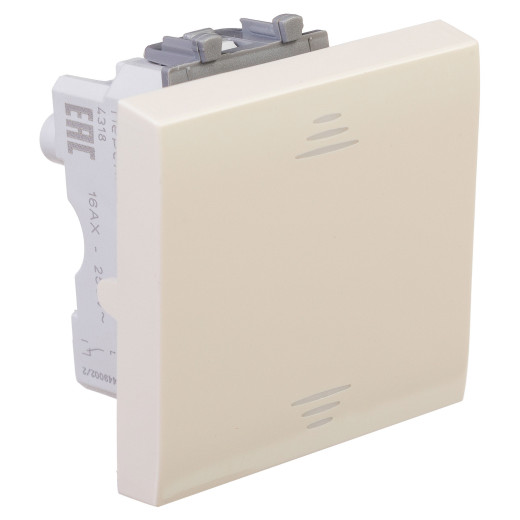 Переключатель одноклавишный модульный, Avanti, ванильная дымка, 2 модуля