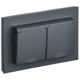 IEK BRITE Графит Розетка 2-я с крыш 16А в сборе IP44 РСбш12-3-44-БрГ