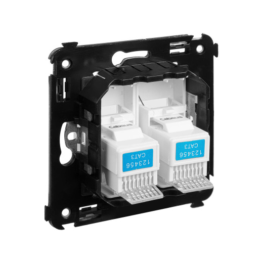 Телефонная розетка RJ-12 в стену двойная, Avanti, белое облако