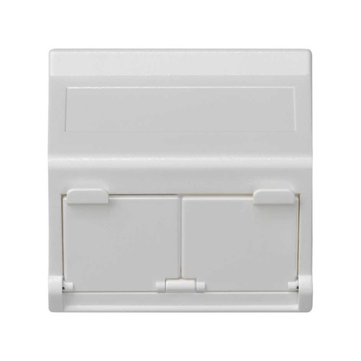 Simon Плата наклонная со шторками на 2 модуля MD (RJ45, оптоволокно), 45х45мм, белый