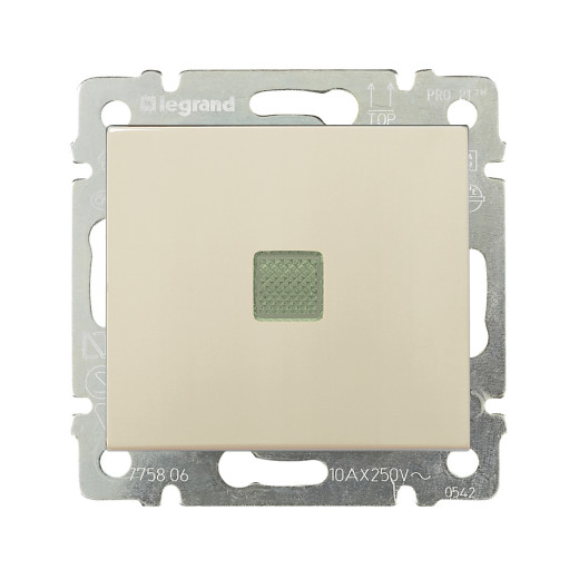 Выключатель одноклавишный с подсветкой - Legrand Valena - 10А 250В схема 1L безвинтовые зажимы - слоновая кость