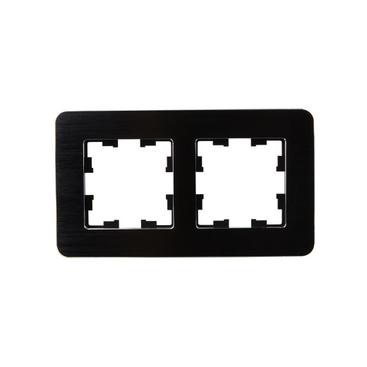 BRITE Рамка 2-мест. РУ-2-1-Бр металл черн. RE AL IEK