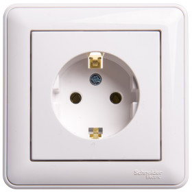 Systeme Electric Wessen 59 Бел Розетка с/з без шторок, 16А, (в сборе)