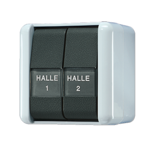 Выключатель для накладного монтажа сдвоенный с полем для надписи IP44