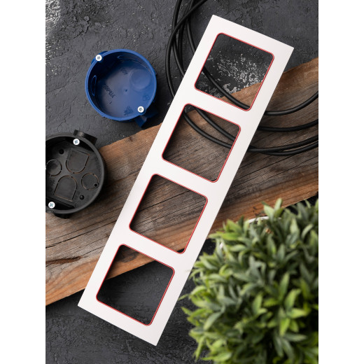 Стокгольм Рамка 4-местная белая с линией цвета красный EKF PROxima