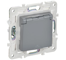 IEK SKANDY Серый Розетка с/з с защитными шторками и крышкой 16А IP44 SK-R11Gr