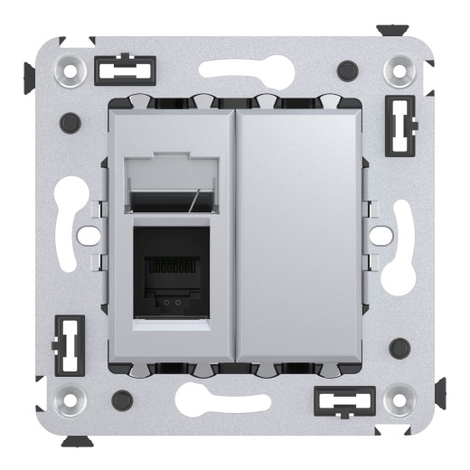 Телефонная розетка RJ-12 в стену одинарная, Avanti, закаленная сталь