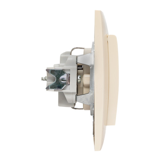 Валенсия розетка 1-местная с/з 16А кремовая с крышкой и защ. штор. EKF