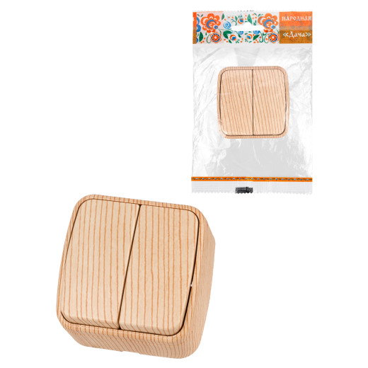 Выключатель 2-кл. открытой установки IP20 10А, сосна 