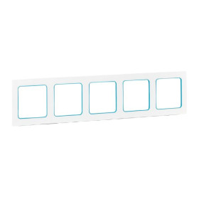 EKF Стокгольм Рамка 5-местная белая с линией цвета синий.