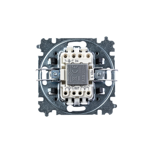 Переключатель одноклавишный с подсветкой ABB Levit ориентационная жемчуг / ледяной