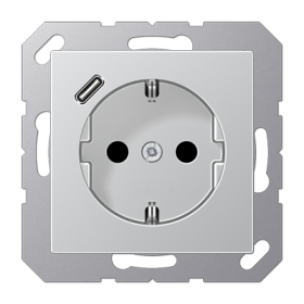 JUNG Розетка SCHUKO® с USB-зарядным устройством, тип С термопласт алюминий