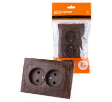 TDM Розетка двойная 2П 10А 250В с защ. шт. венге 