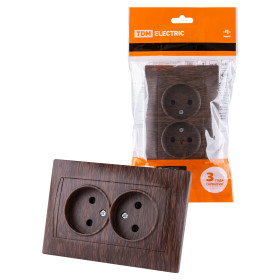 TDM Розетка двойная 2П 10А 250В с защ. шт. венге 