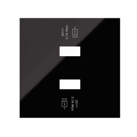 Simon 100 Черный глянец Накладка для 2-х зарядных устройств USB SmartCharge