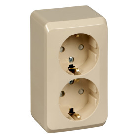 Systeme Electric Этюд наруж Крем Розетка 2-ая с/з со шторками