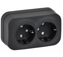 IEK GLORY Роз. 2-я с з/к/ш о/у 16А РСш22-3-ХЧм черн. м.