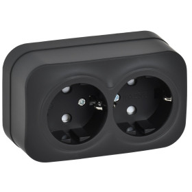 IEK GLORY Роз. 2-я с з/к/ш о/у 16А РСш22-3-ХЧм черн. м.